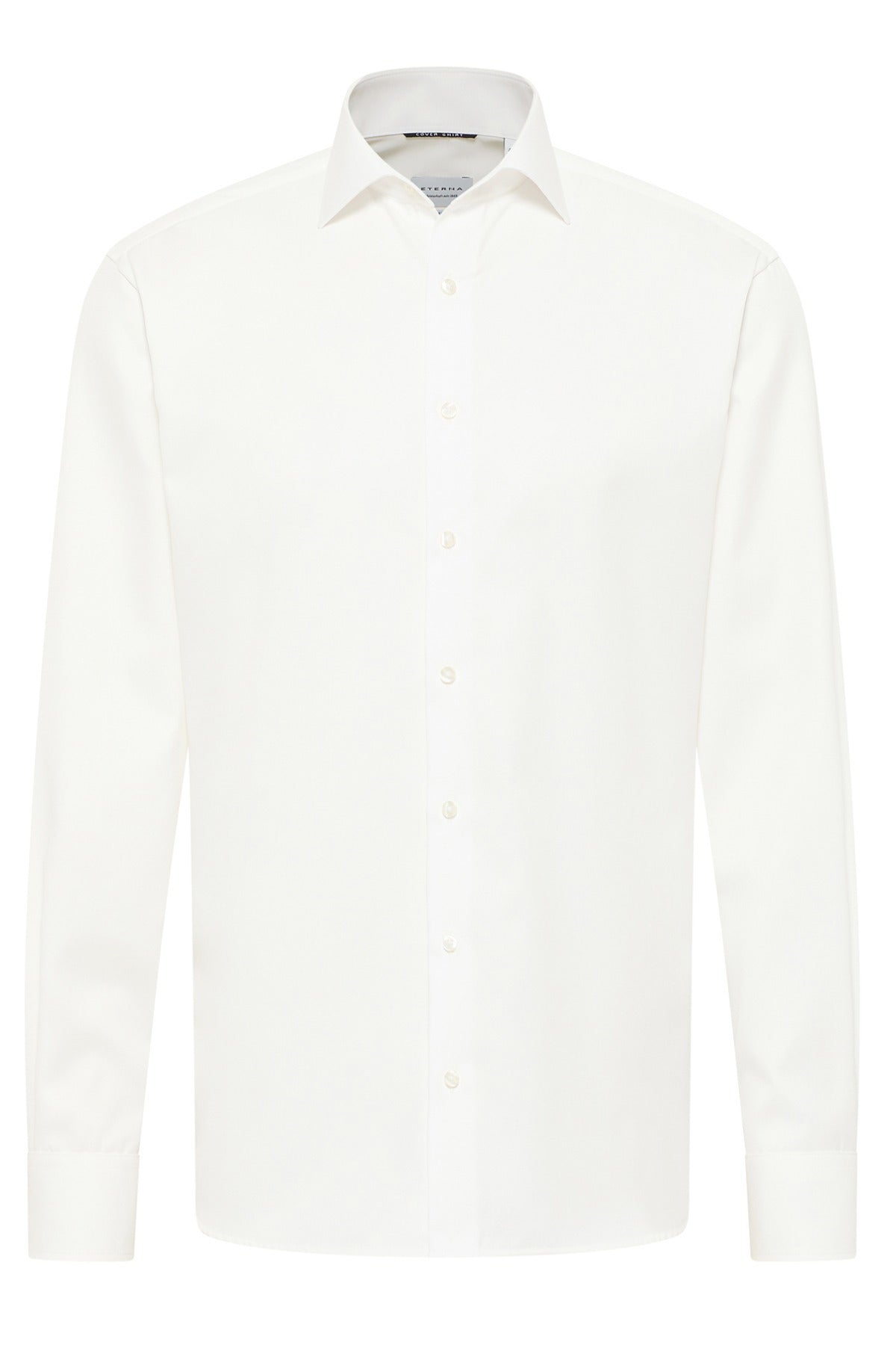 Hvid strygefri covershirt skjorte med klassisk krave og lange ærmer i tæt kvalitet.