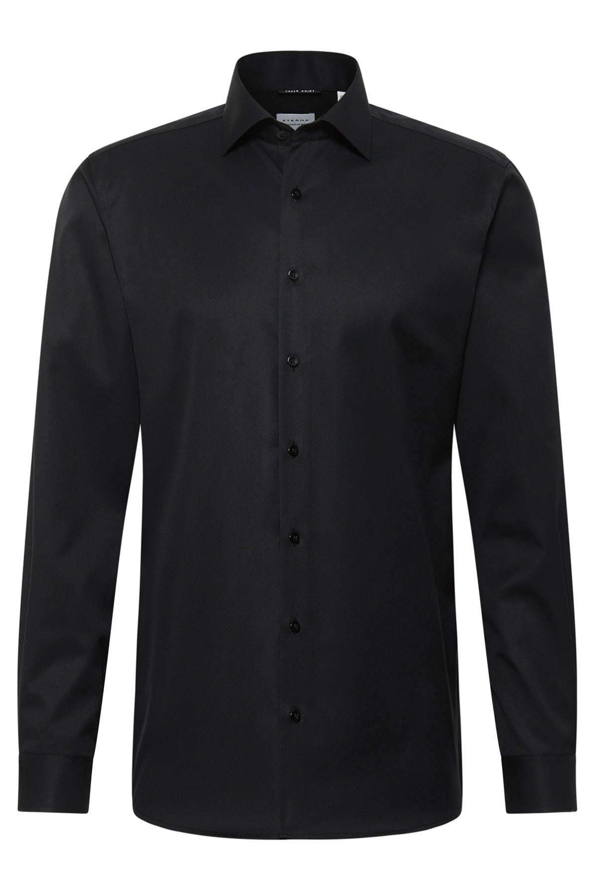 Sort covershirt skjorte med lange ærmer og knaplukning i tæt, strygefri kvalitet.