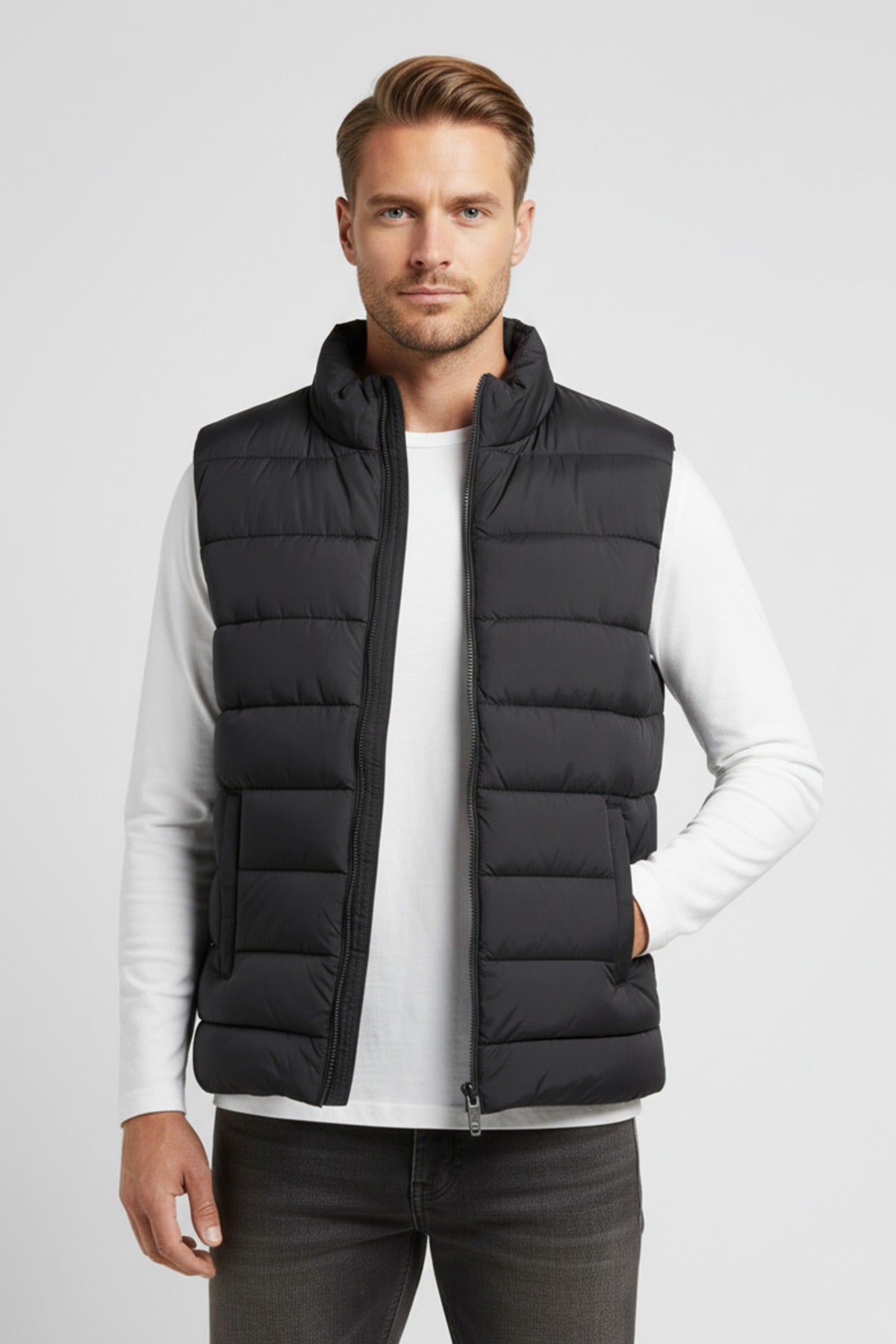 Lun puffervest med lommer