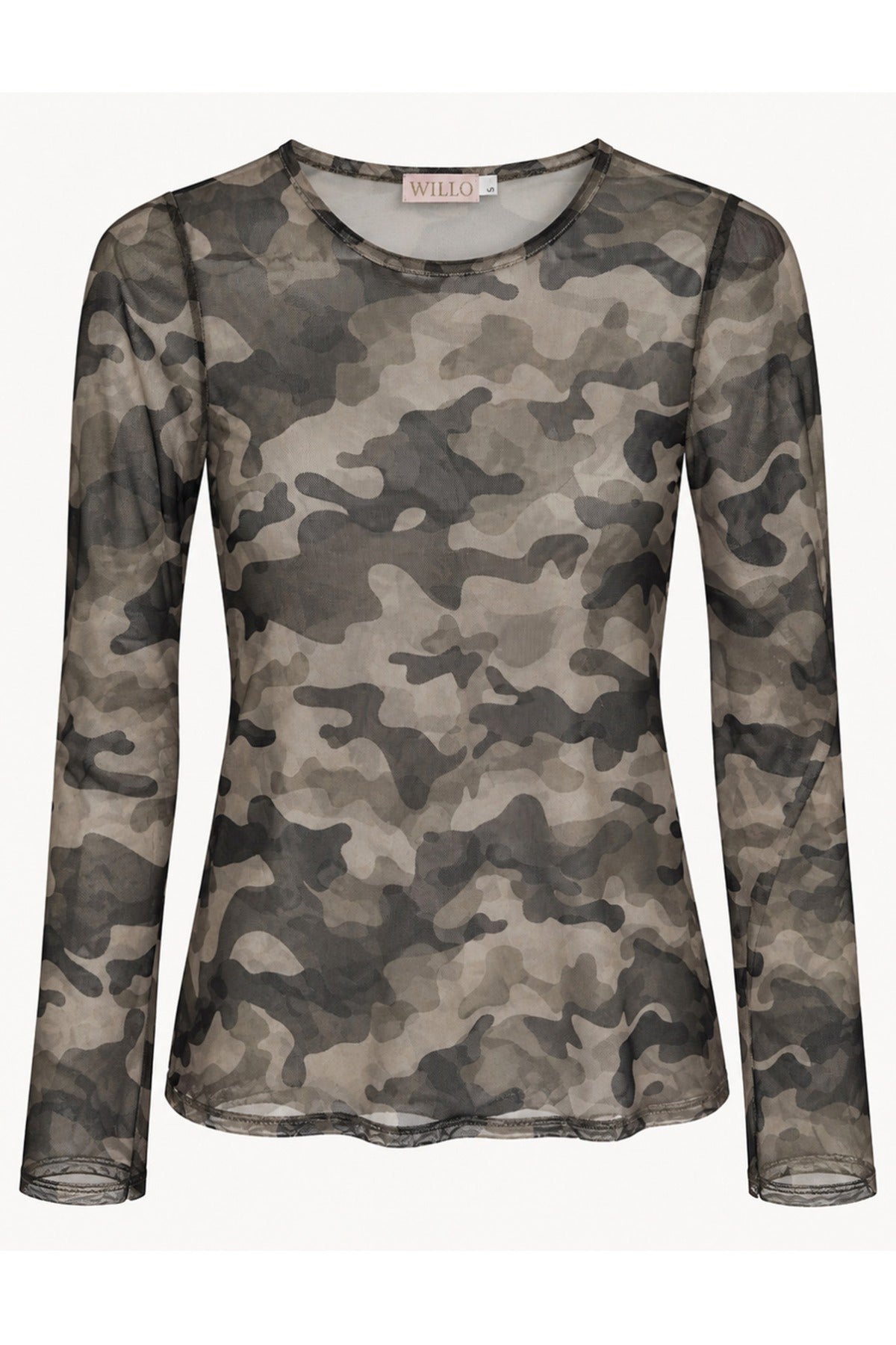 Langærmet mesh T-shirt med camouflagemønster