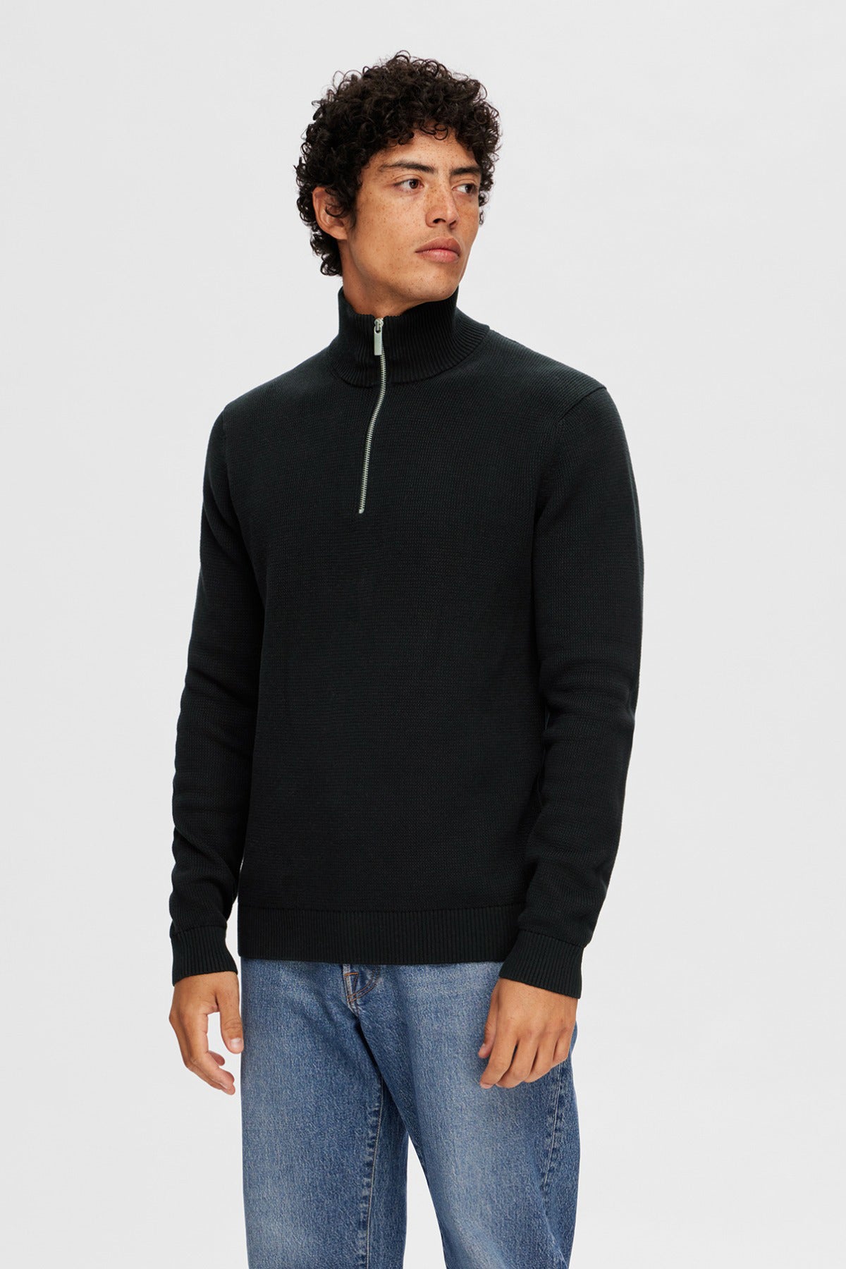 SELECTED HOMME SLHDANE LS KNIT STRUCTURE HALF ZIP NOOS