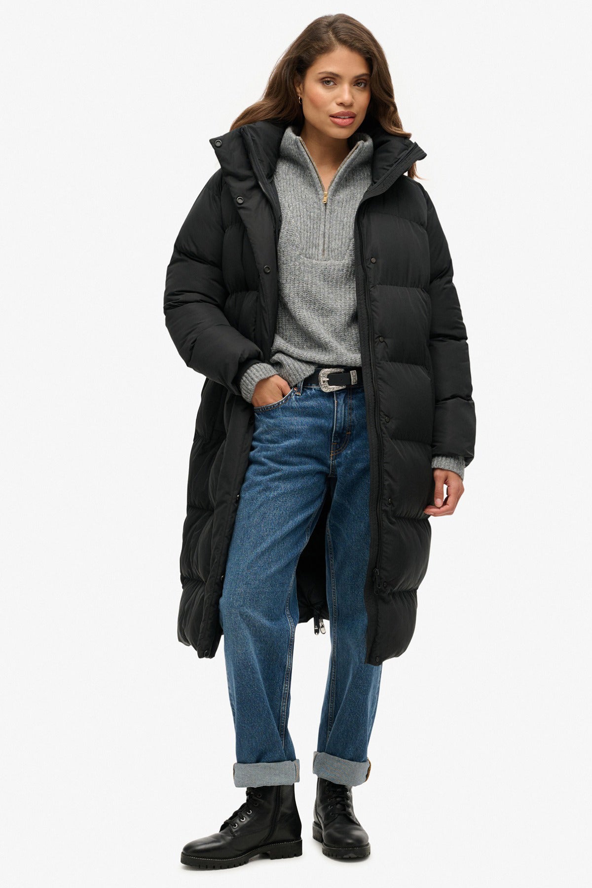 Superdry Dame LONGLINE HOODED PUFFER JACKET