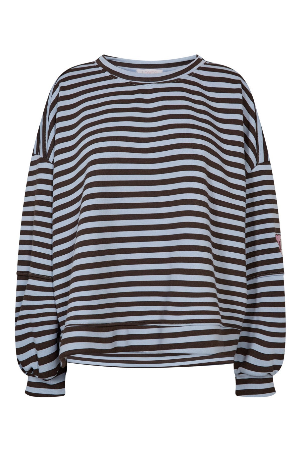 Stribet sweatshirt med rund hals og broderet detalje