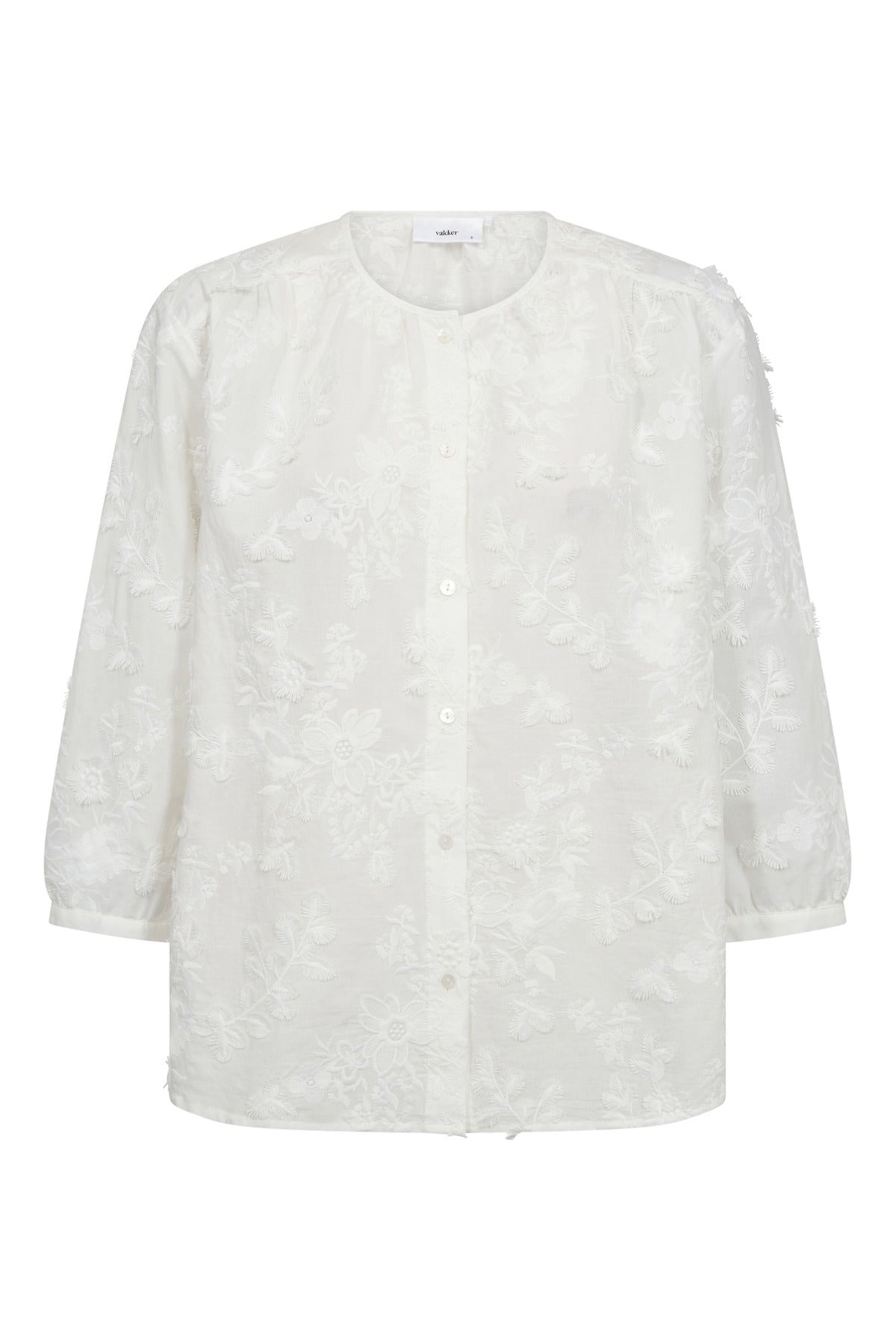 Via - Bluse med broderi og trekvartærmer
