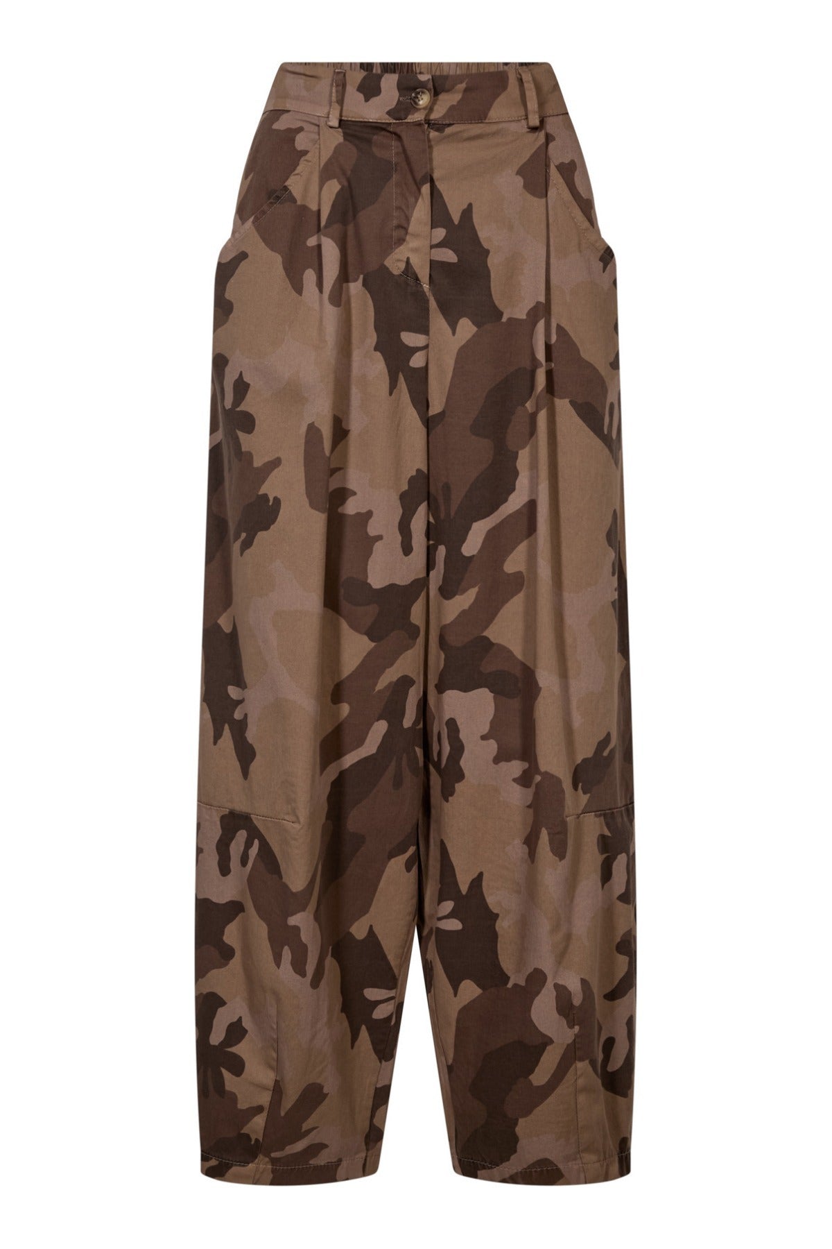 Camouflage bomuldsbukser med brede ben