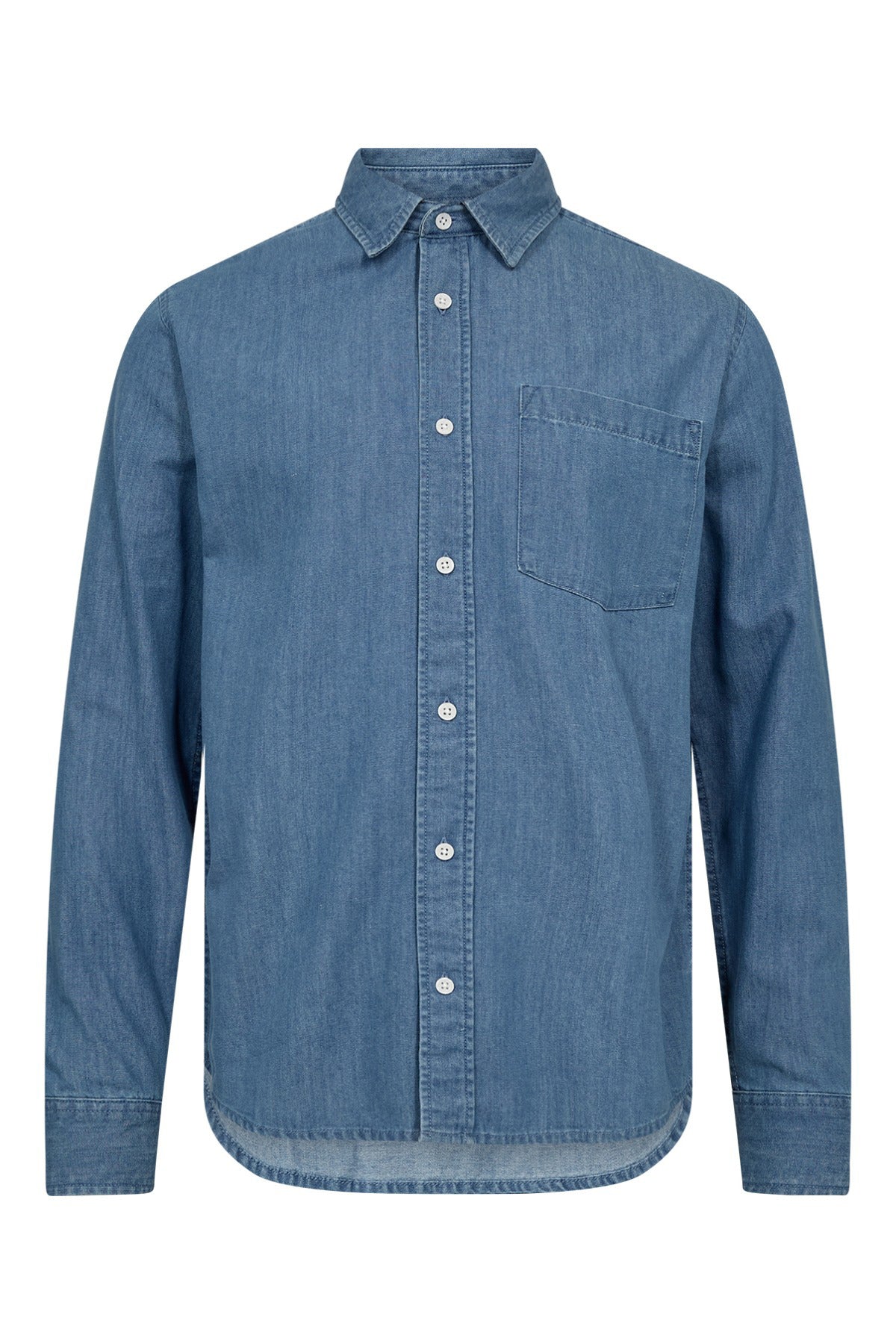 Emil - Denimskjorte med klassisk krave og brystlomme
