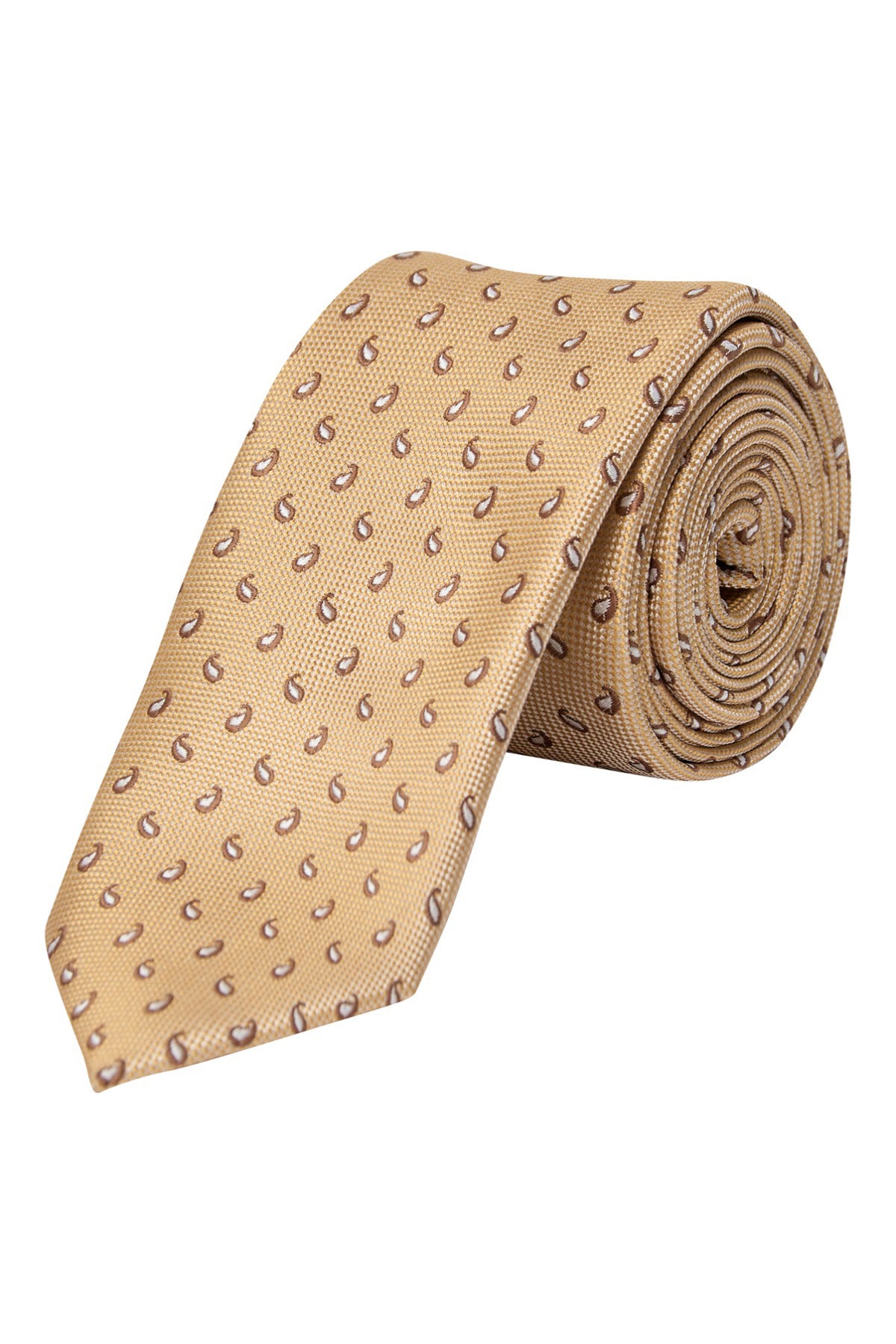 Beige slips med små blå og hvide mønstre, silkeagtigt materiale, onesize.