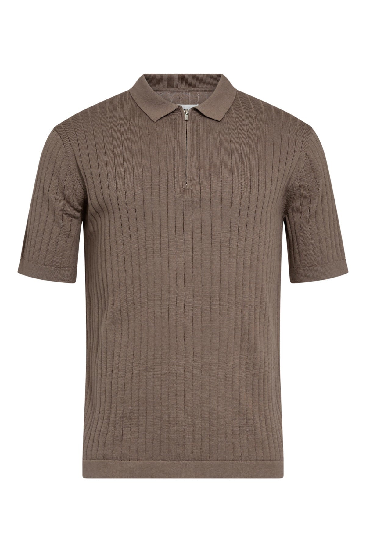 Niels SS - Kortærmet strik polo med lynlås