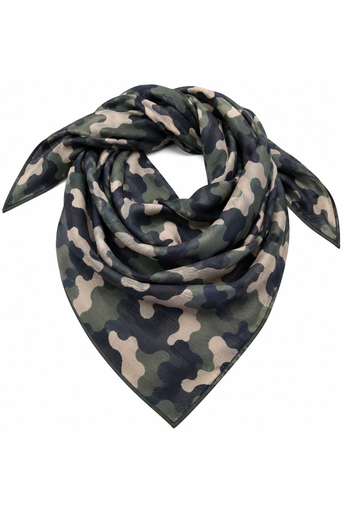 Viskose tørklæde med camouflageprint