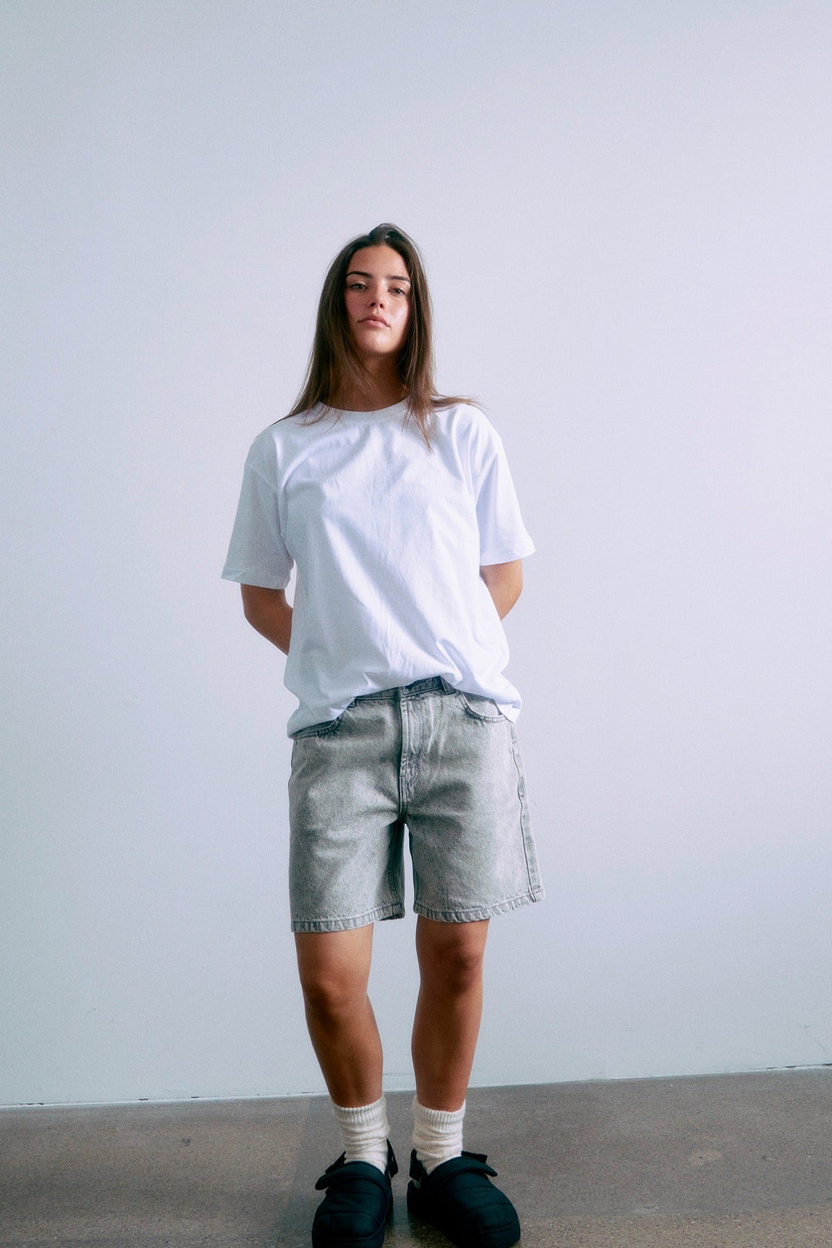 Grunt Girl GRGlori Mid-rise Cement Shorts