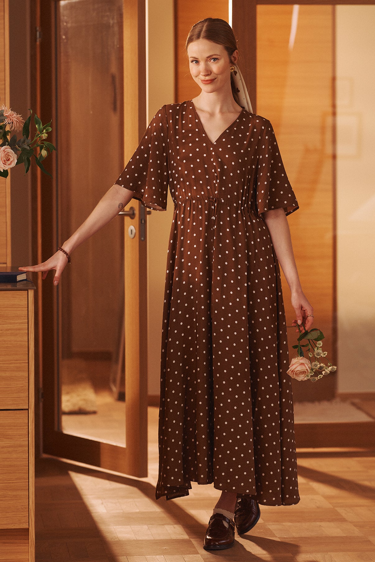 Isabella - Lang kjole med bindebånd