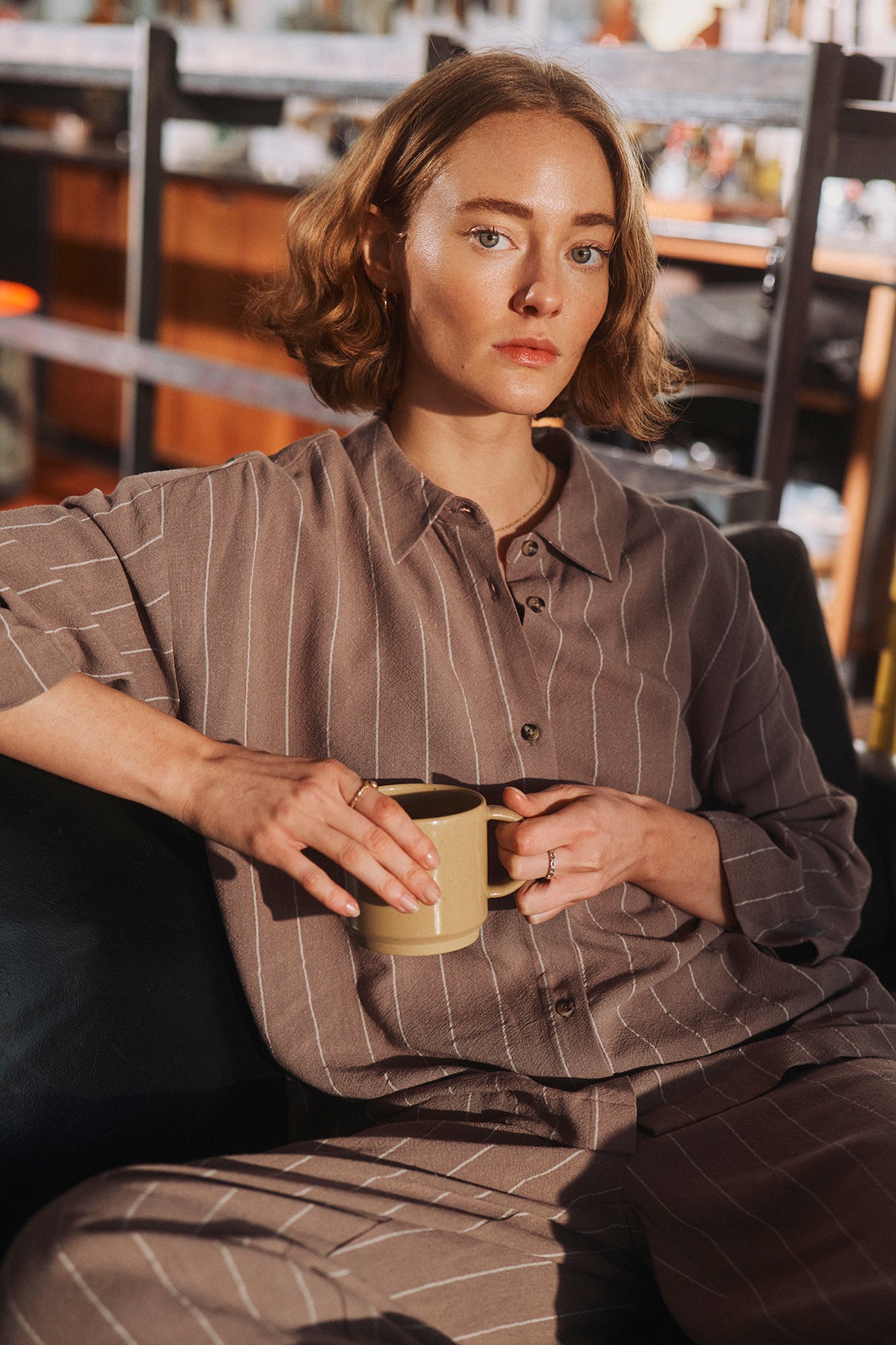 Pernille - Stribet skjorte i hørblanding