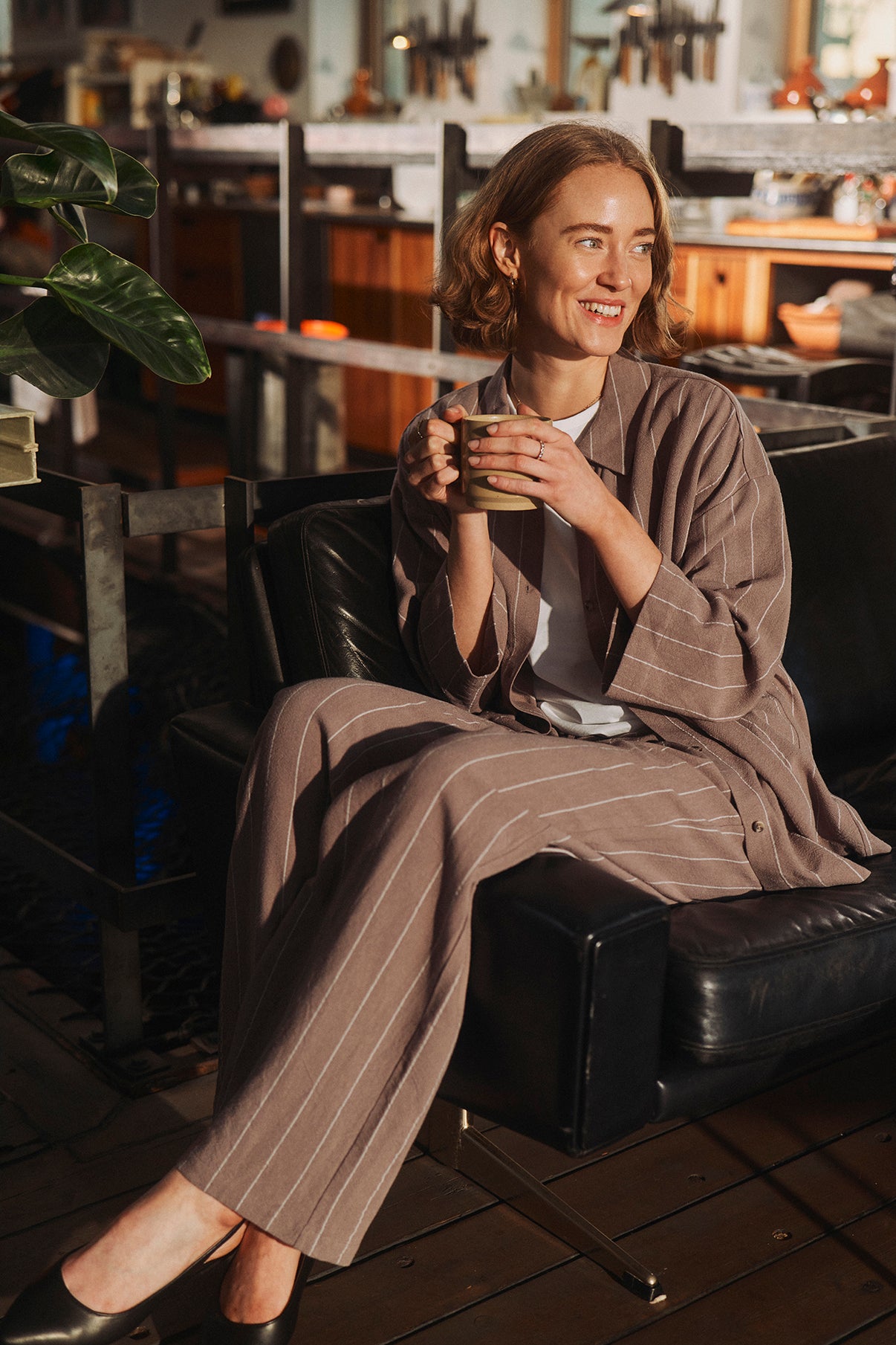 Pernille - Stribet skjorte i hørblanding