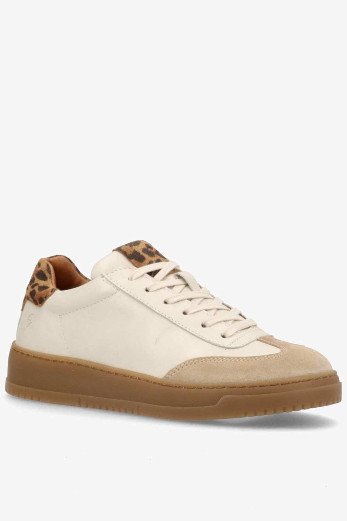 PRIME BEAT LS - Lav læder sneakers med leopard detalje