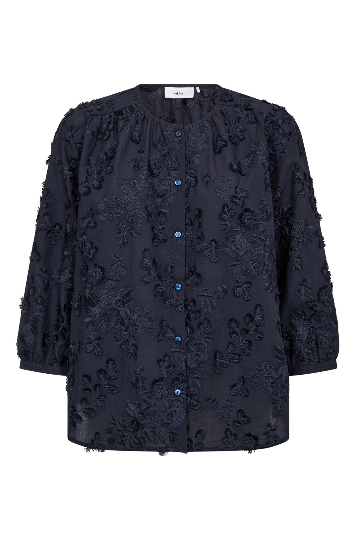 Via - Bluse med broderi og trekvartærmer