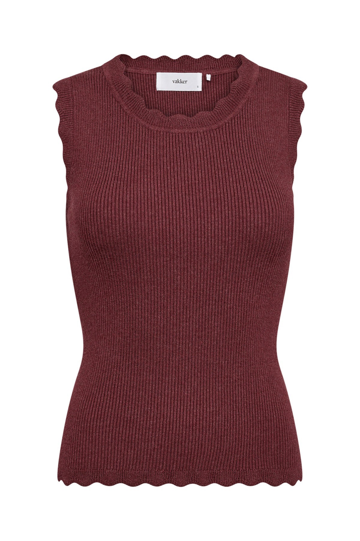 Kaja - Ribstrikket vest med muslingekant