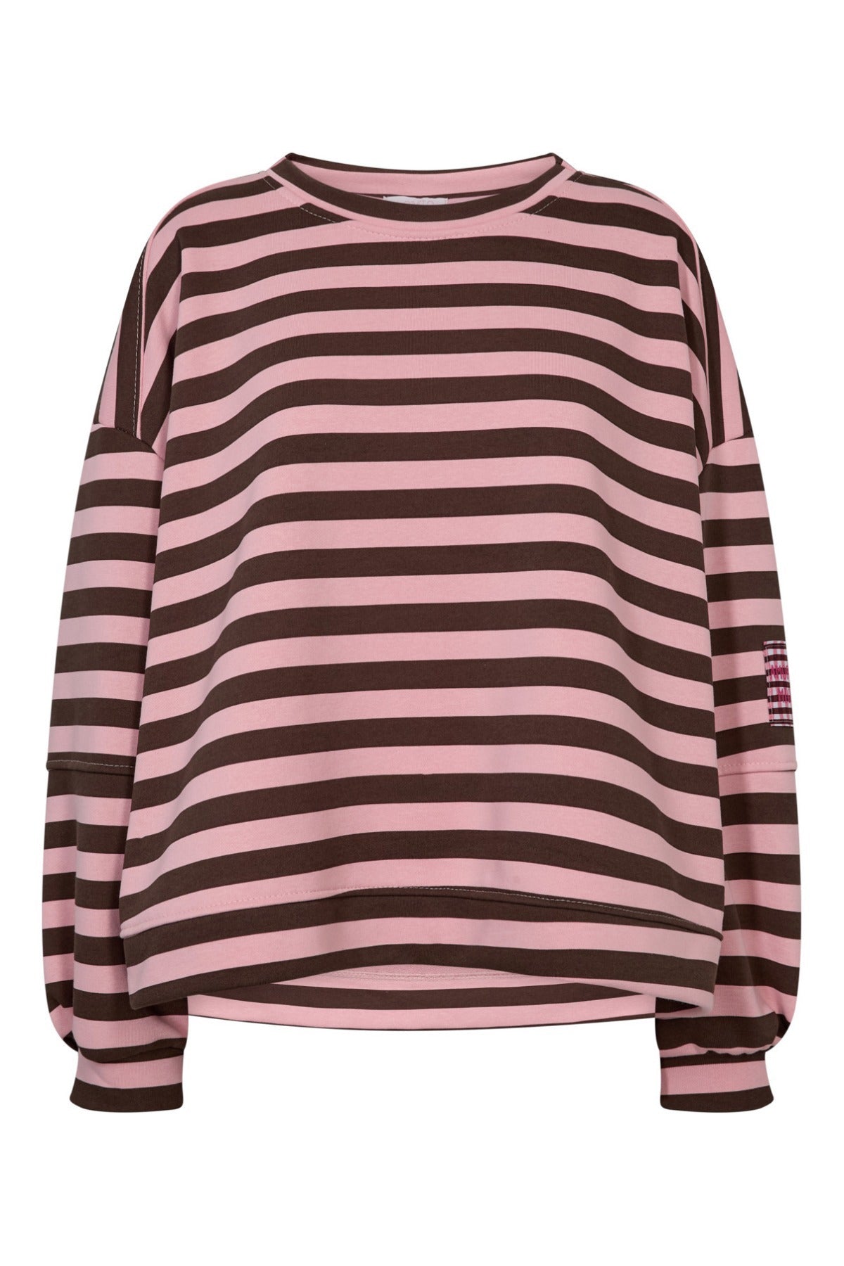 Stribet sweatshirt med lange ærmer og løs pasform