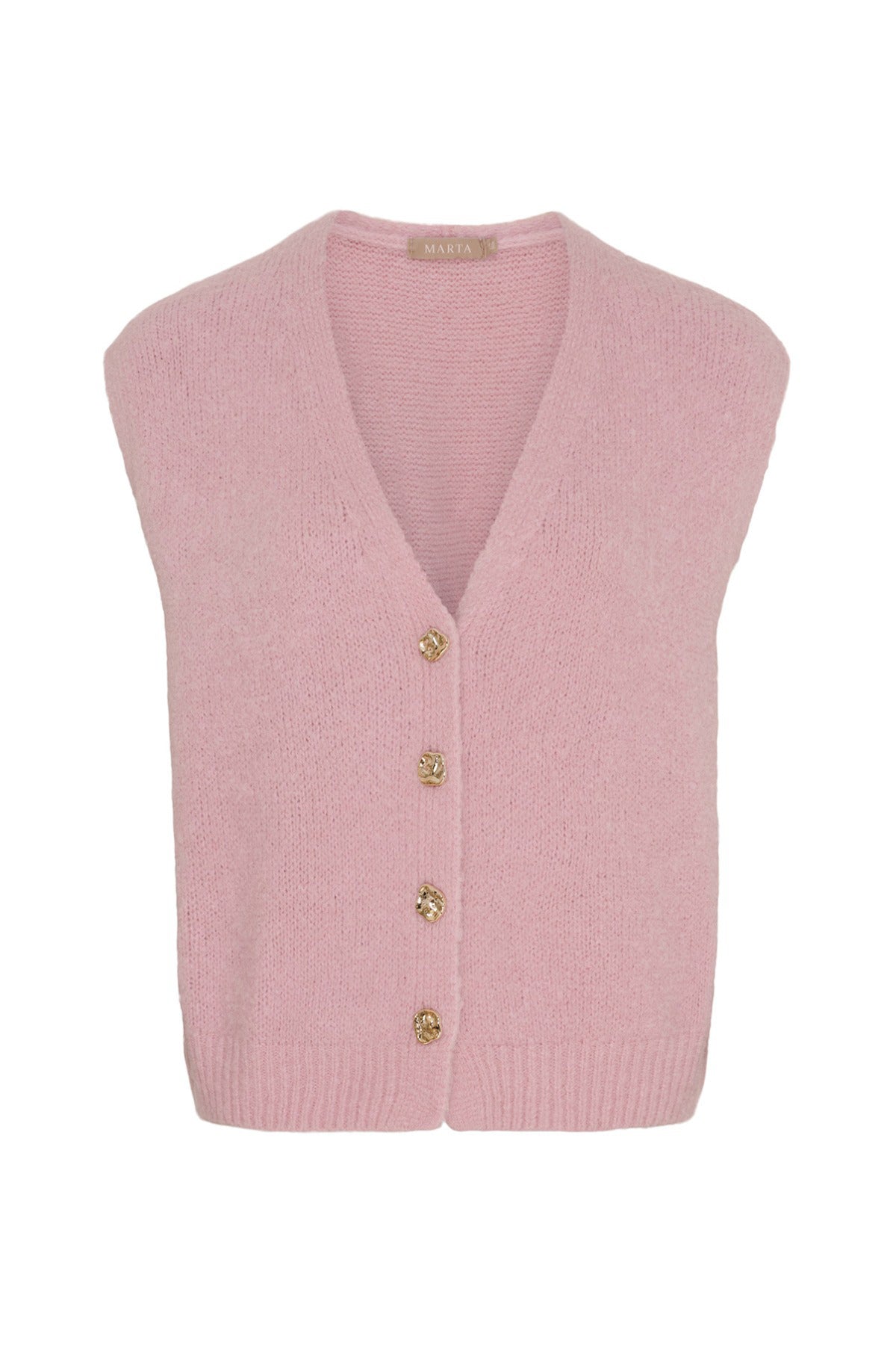 MdcAmara - Strikvest med guldknapper