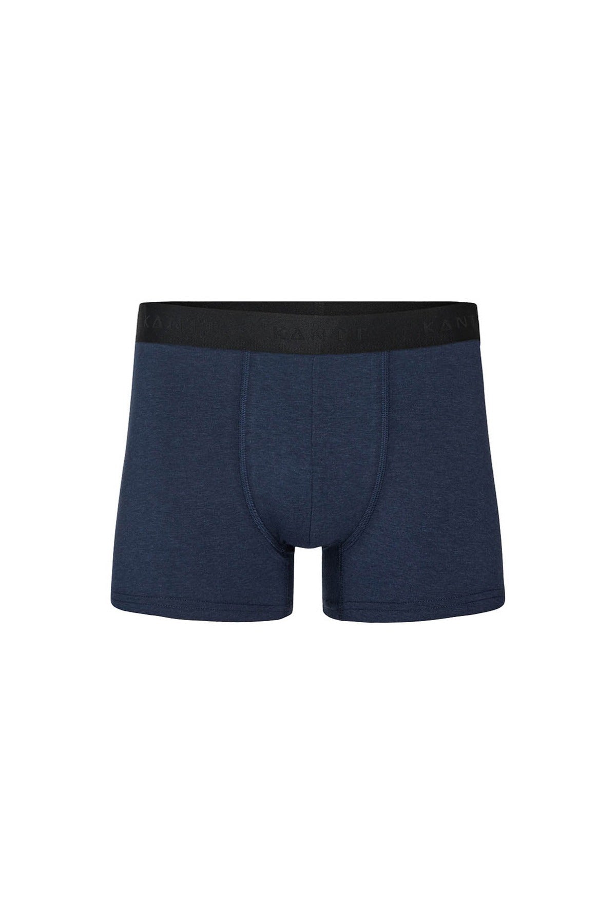 Mørkeblå bambus boxershorts med sort elastisk bånd og tætsiddende pasform.