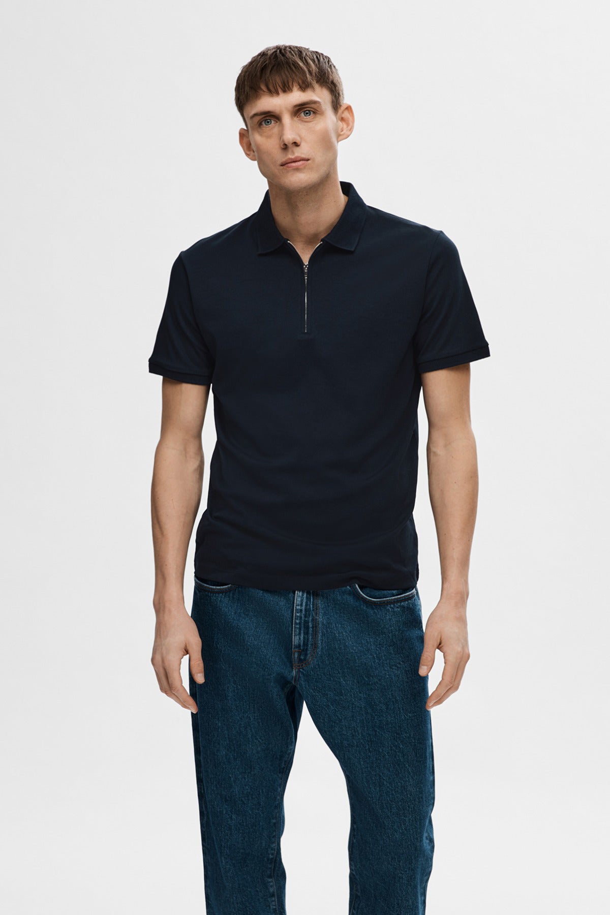 SELECTED HOMME SLHFAVE ZIP SS POLO NOOS
