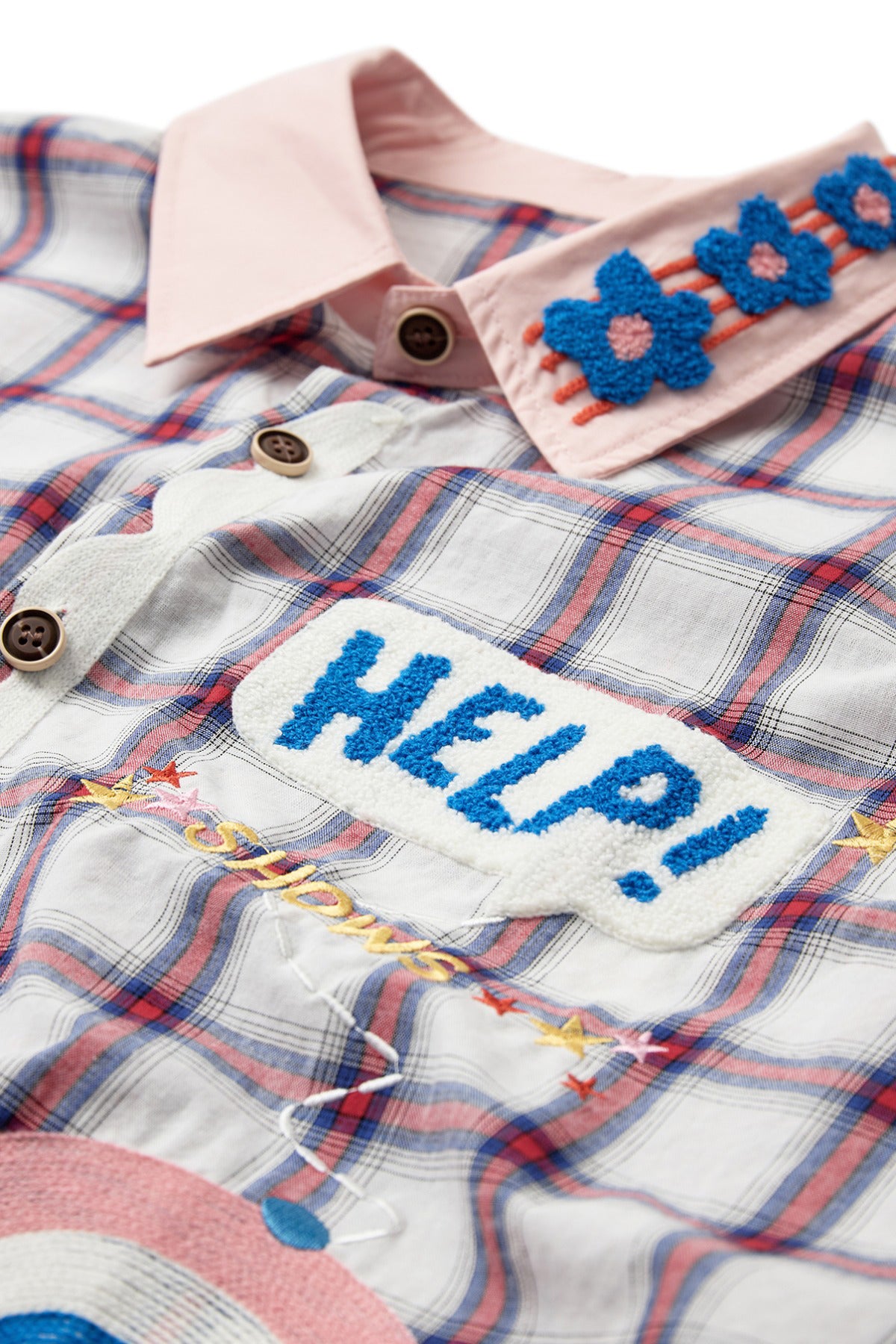 Carla Check - Ternet skjorte med broderet patches