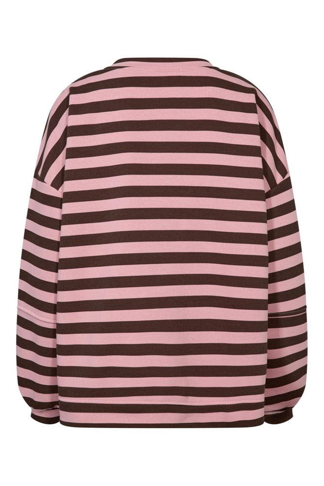 Stribet sweatshirt med lange ærmer og løs pasform