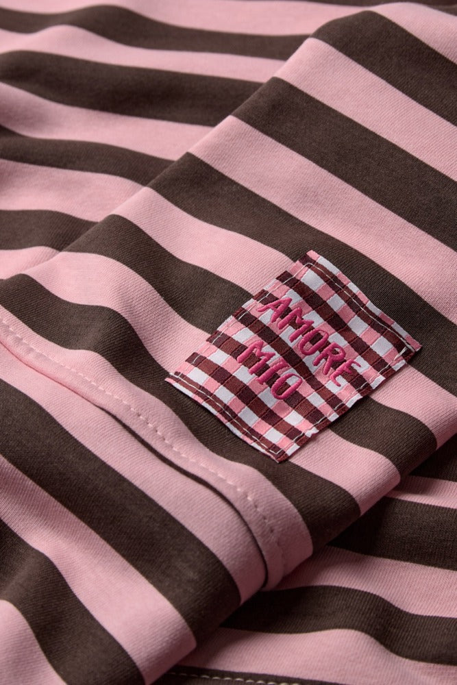 Stribet sweatshirt med lange ærmer og løs pasform