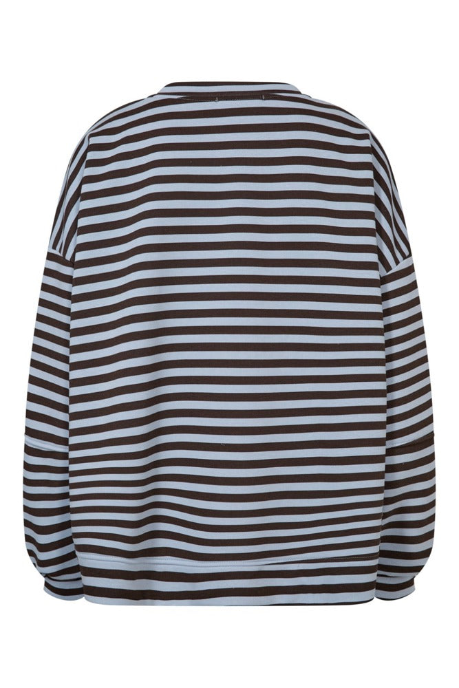 Stribet sweatshirt med rund hals og broderet detalje