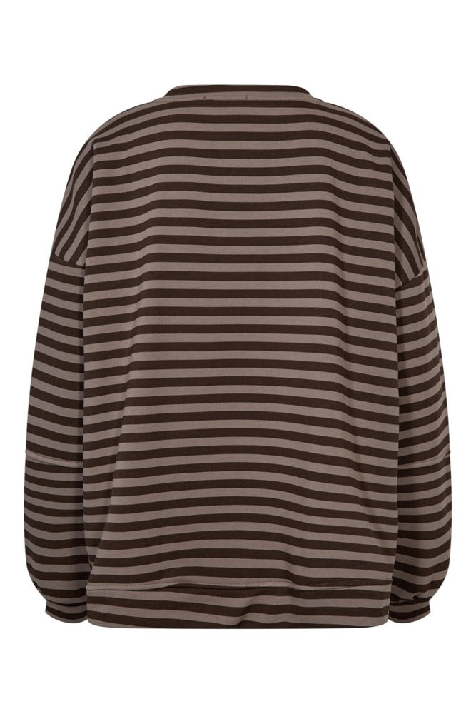 Stribet sweatshirt med rund hals og broderet detalje