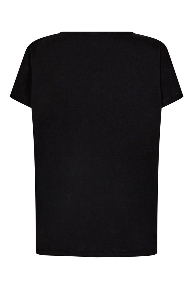 Sort kortærmet t-shirt i blødt stof med rund hals og enkelt design.