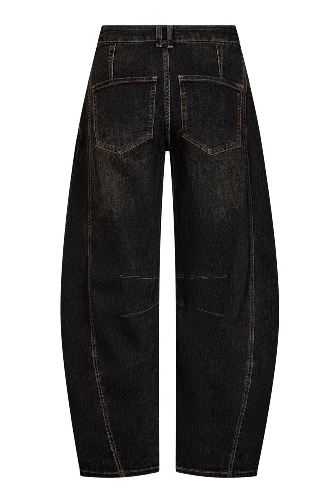Barrel jeans med to denimfarver