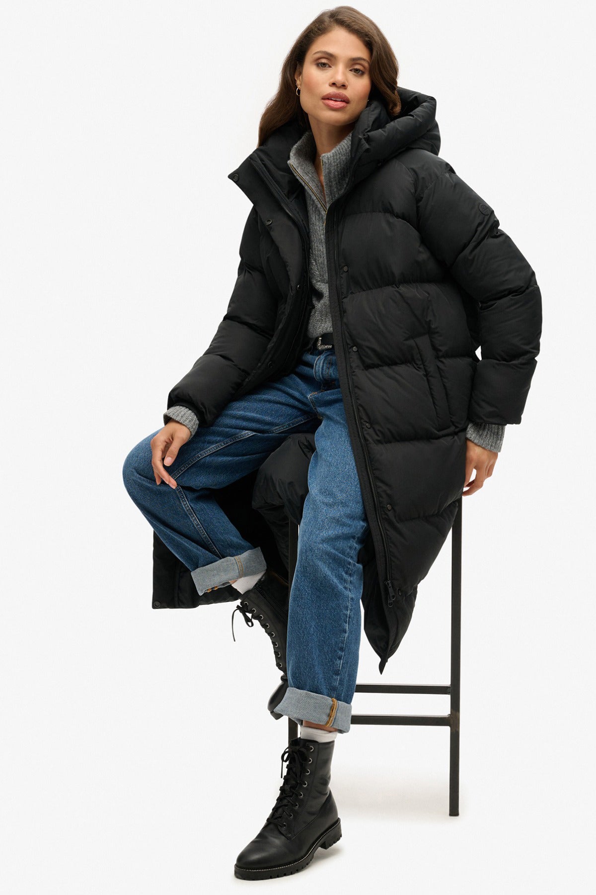 Superdry Dame LONGLINE HOODED PUFFER JACKET