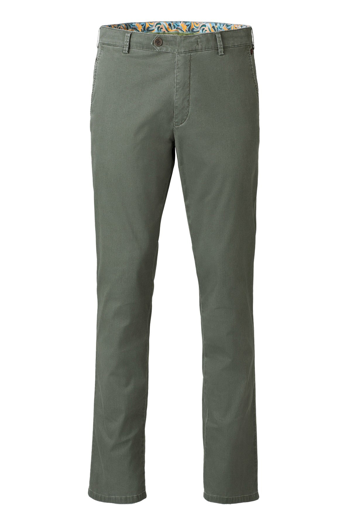 Olivenfarvede chinos i regular fit med lommer og bæltestropper.