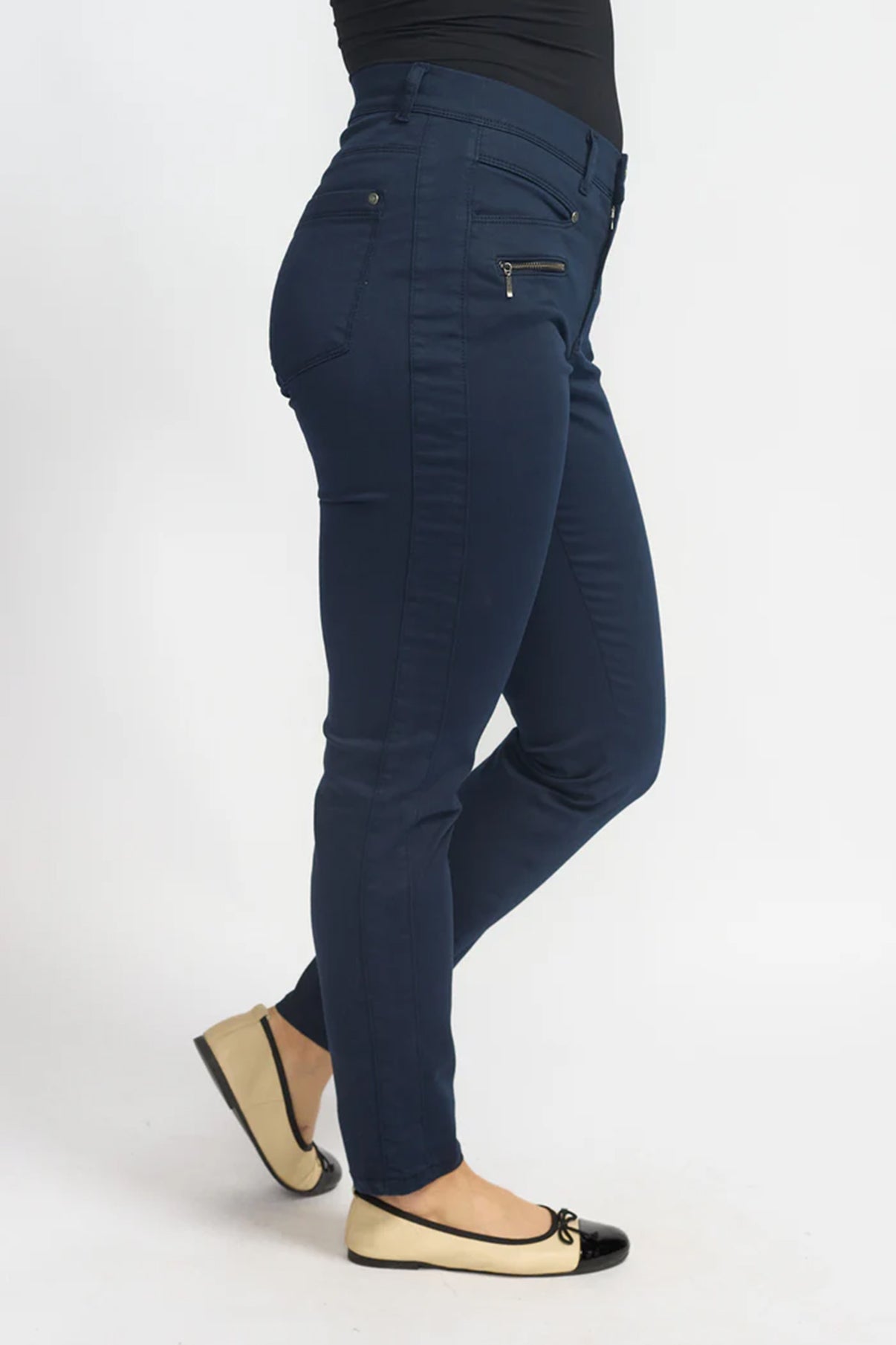 Rany - Strækbare bukser med høj talje og 7/8 længde