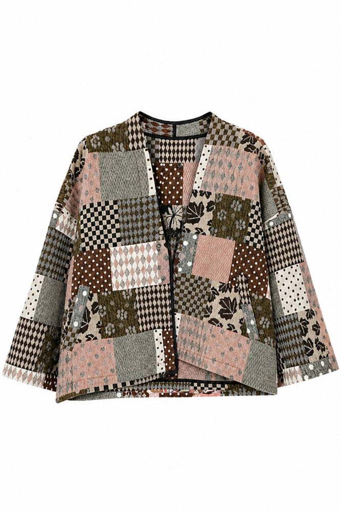 DITTE - Kort jakke med patchwork mønster