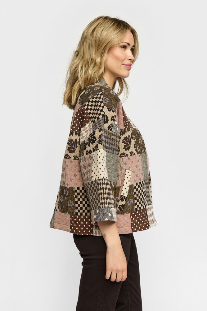 DITTE - Kort jakke med patchwork mønster