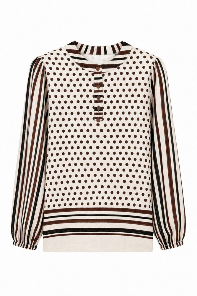 LYKKE - Prikket bluse med knapper