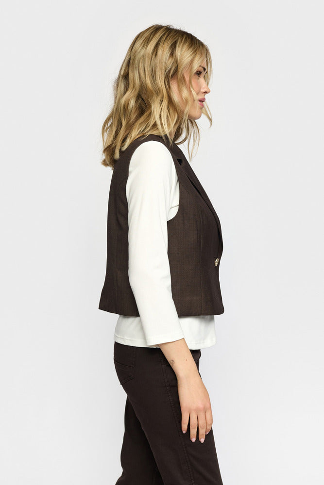 MIRIAM - Kort blazervest med guldknap