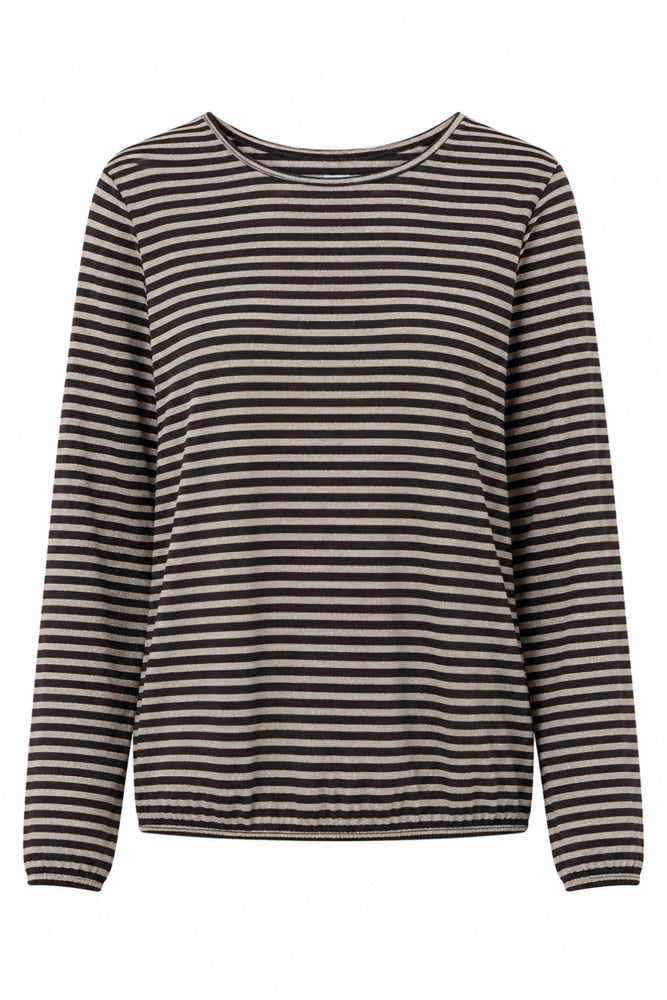 DANDY - Stribet bluse med lette ballonærmer