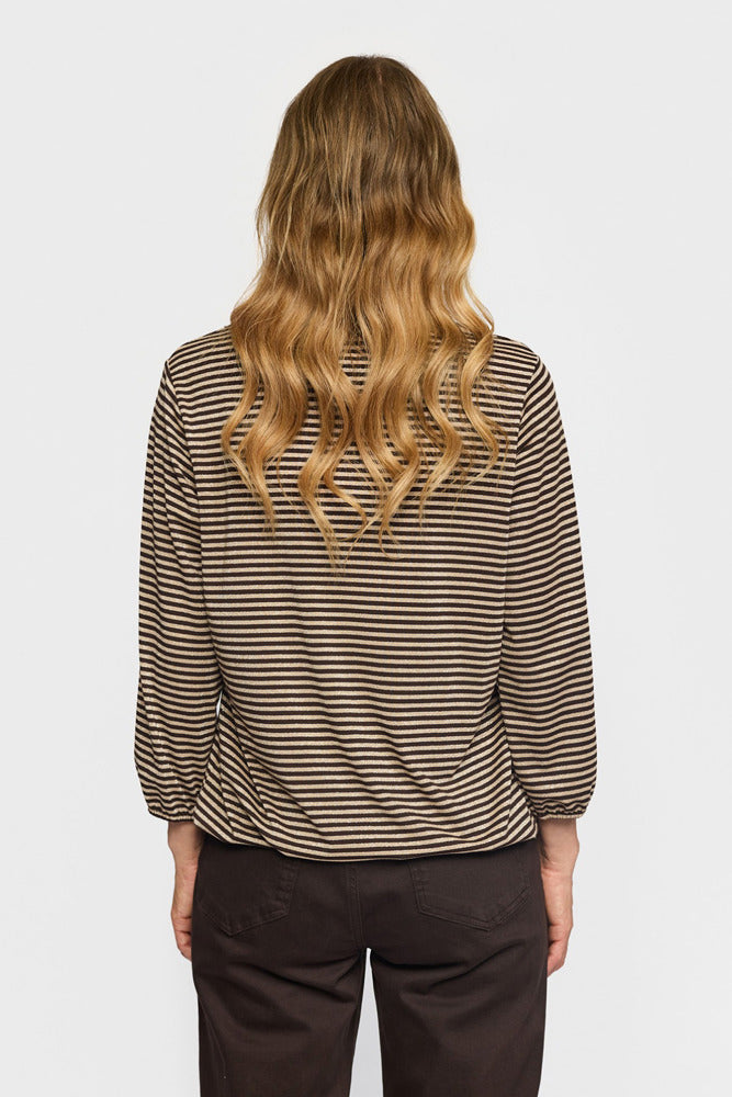 DANDY - Stribet bluse med lette ballonærmer