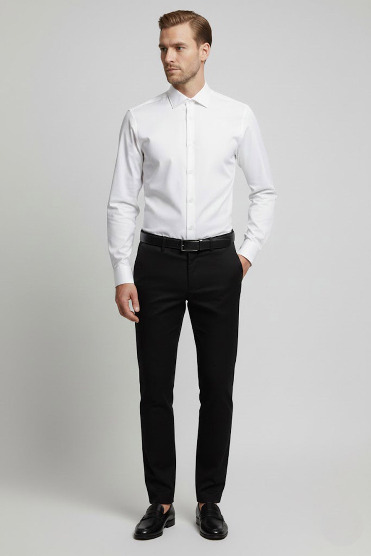 Hento - Strygefri langærmet skjorte