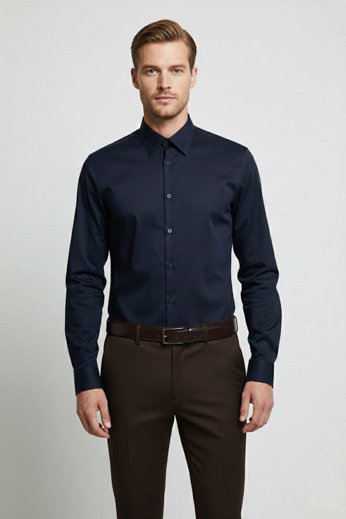 Hento - Strygefri langærmet skjorte