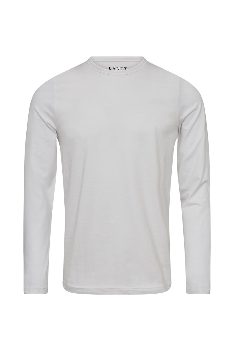 Langærmet t-shirt i lys grå bomuld med rund hals og enkelt design.