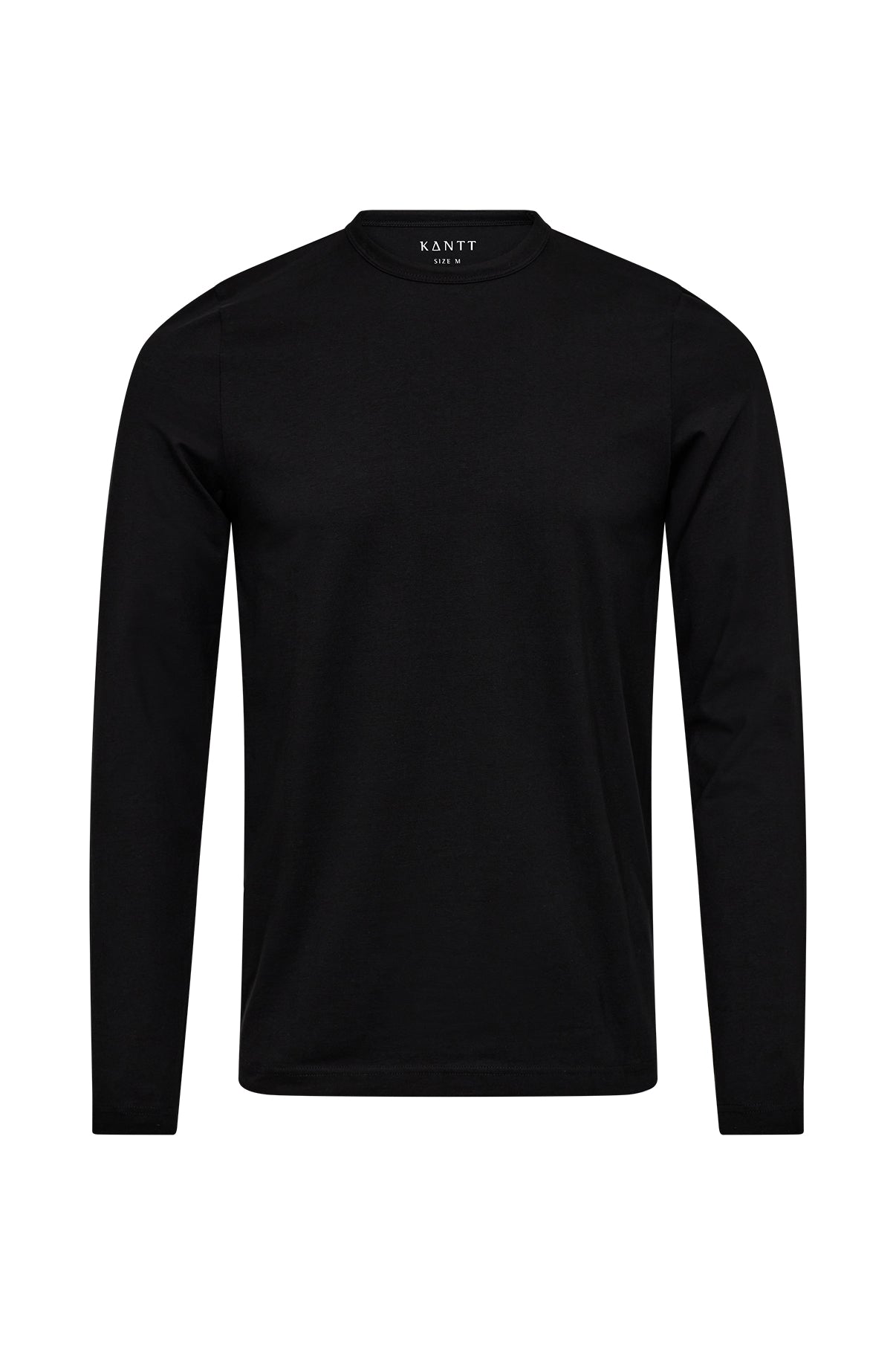 Langærmet t-shirt i sort bomuld med rund hals og klassisk pasform.