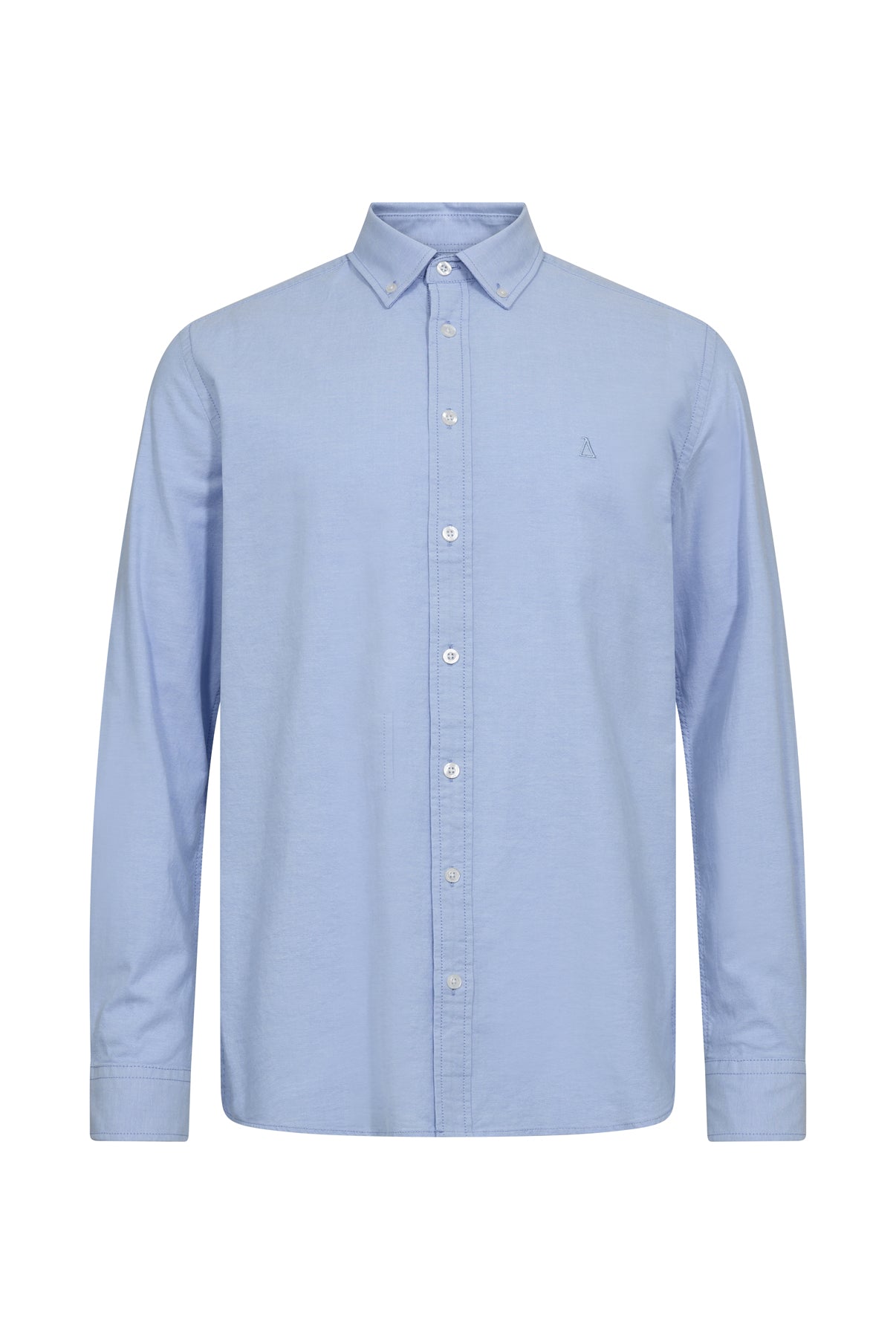 Lyseblå klassisk langærmet skjorte med krave og knapper ned foran, slim fit.