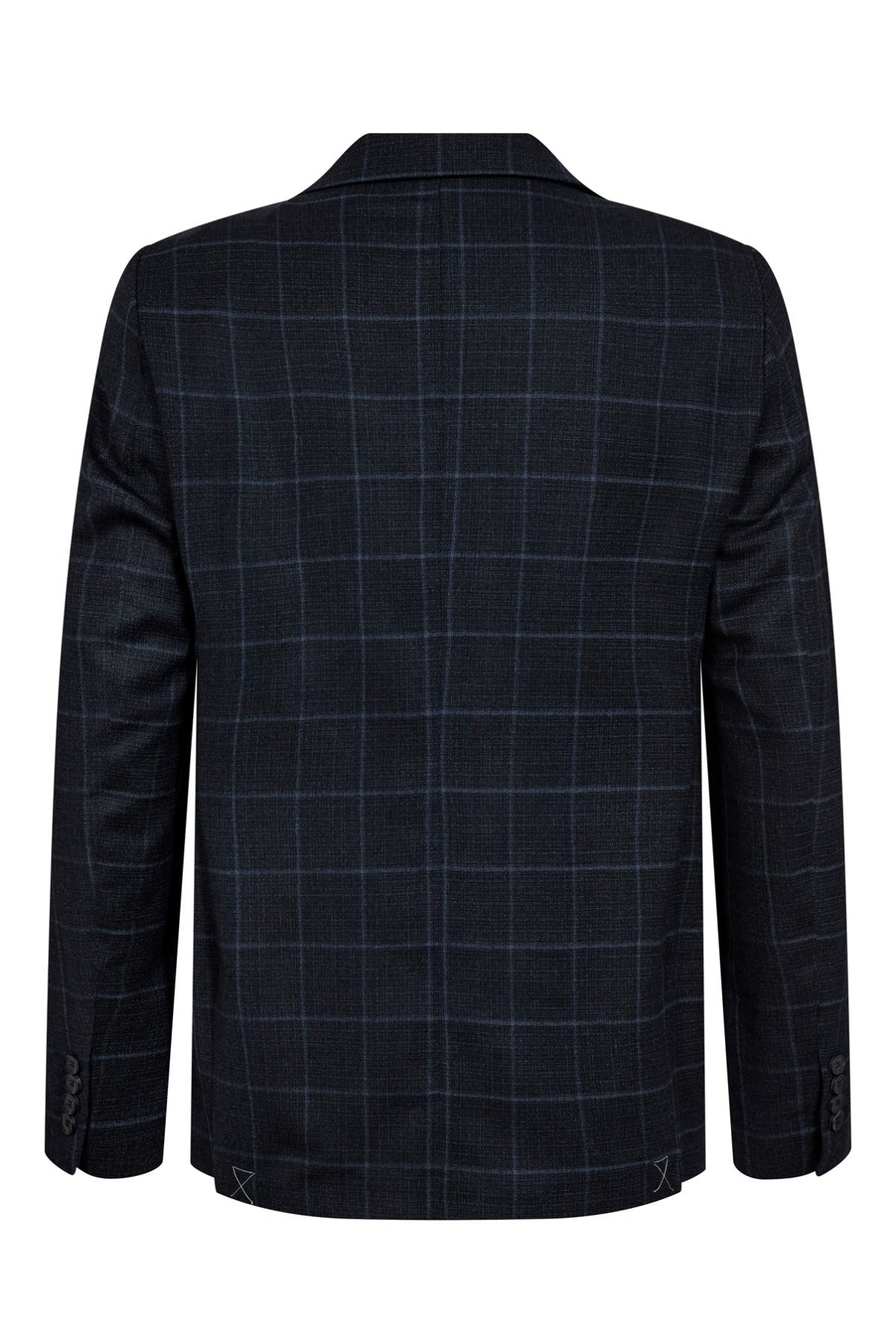 Olly - Mørkeblå uldblazer med ternet mønster