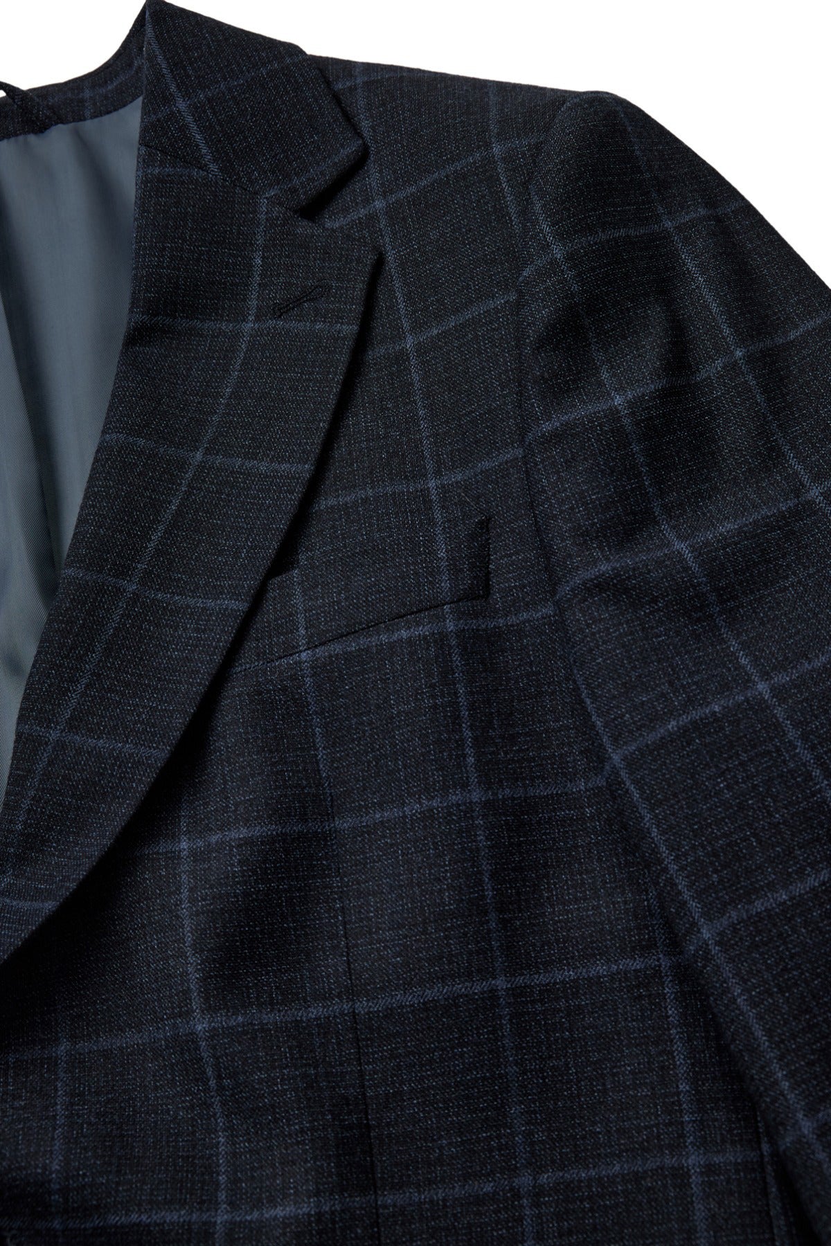 Olly - Mørkeblå uldblazer med ternet mønster