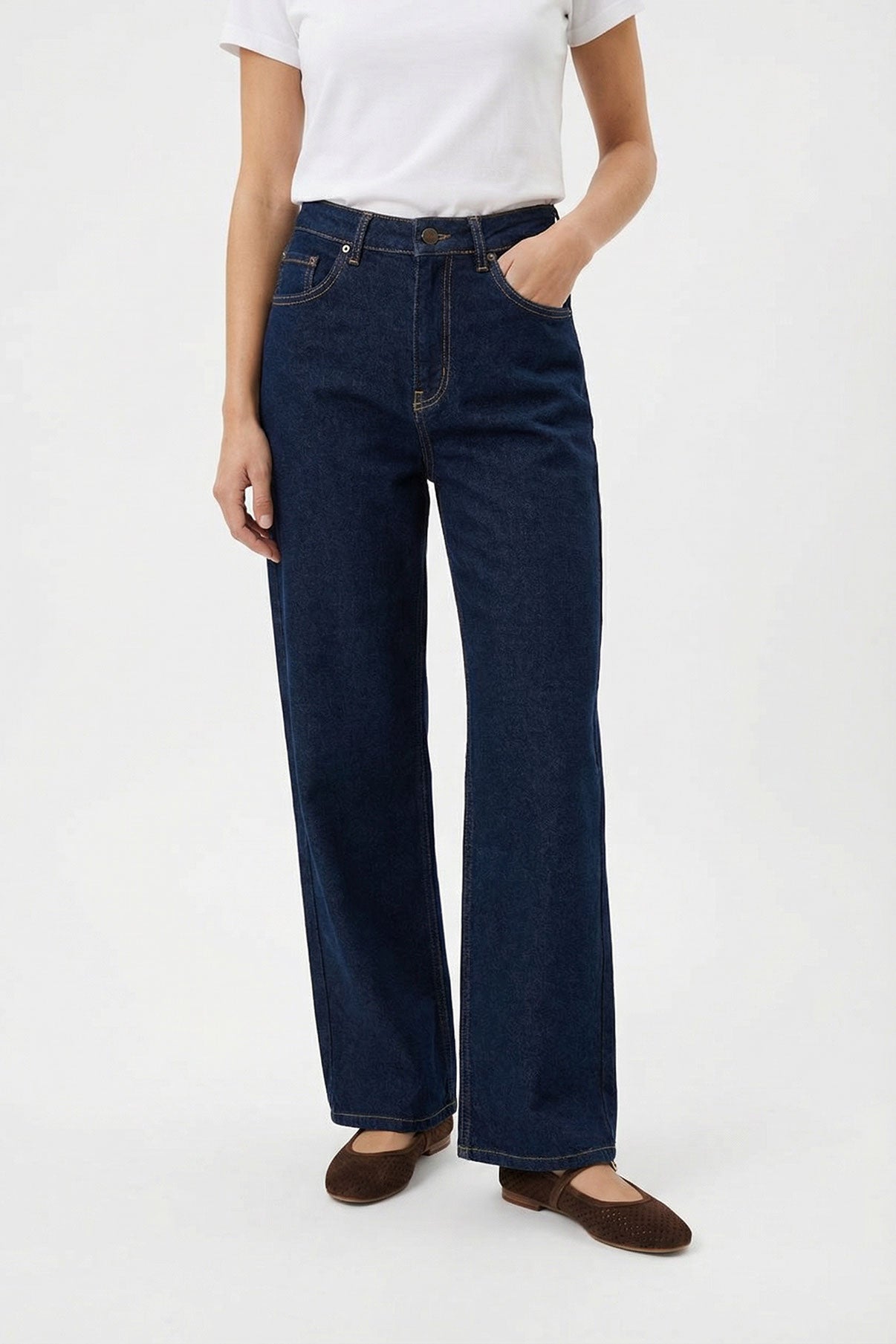 Mynthe - Strækbare denim jeans med brede ben