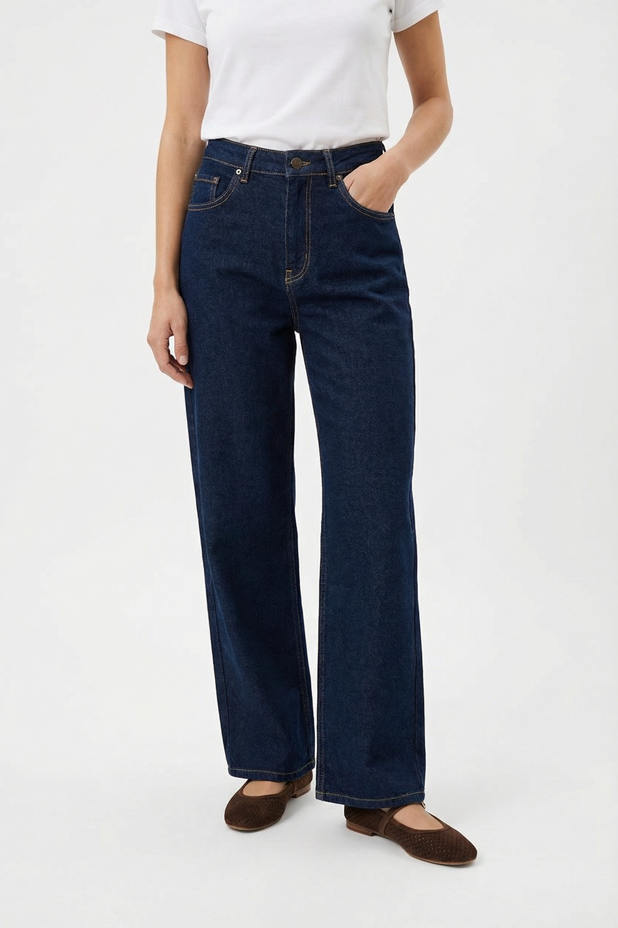 Mynthe - Strækbare denim jeans med brede ben