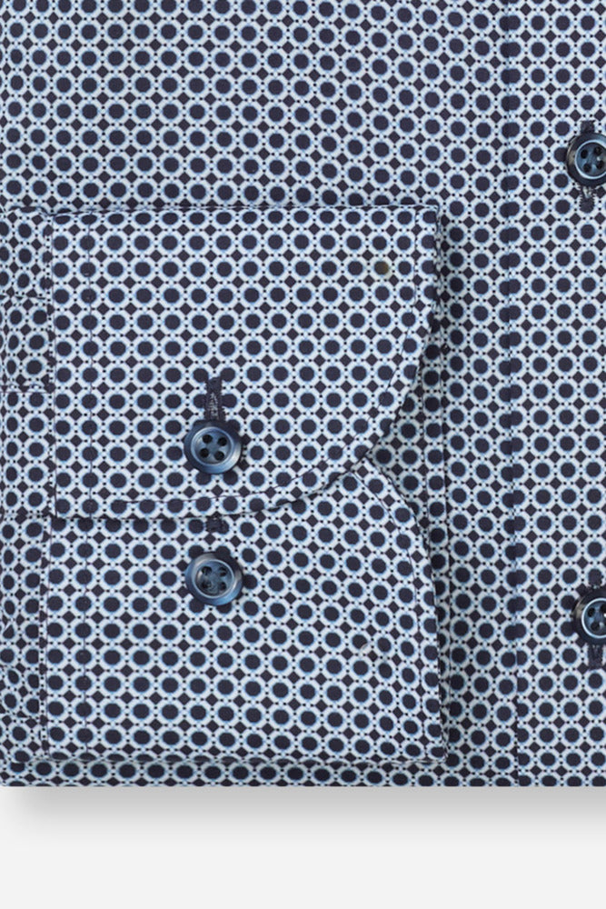 Langærmet bomuldsskjorte med mønsterprint i modern fit